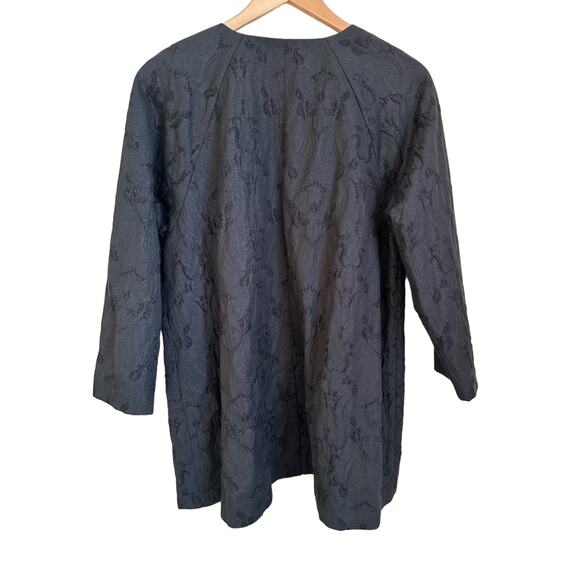 Eileen Fisher Shimmer Jacquard Long Open Front Jacket in Black Size M - Picture 8 of 13